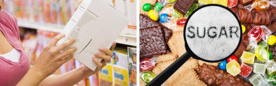 Read food label for sugar content