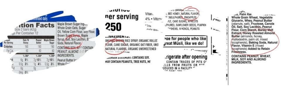 Food labels that contain natural flavour.