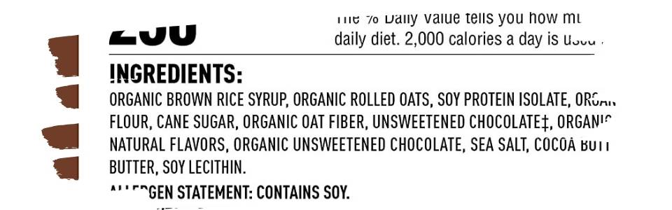 Food label ingredients list