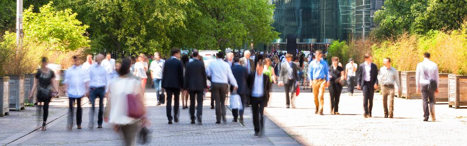 People walking at pedestrian walkway.