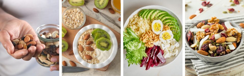 Images show how to incorporate nuts into a weight loss diet