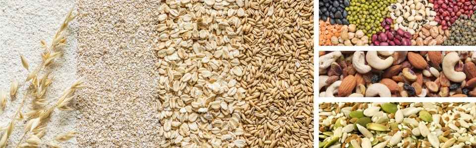 Food high in phytic acid. Whole grains, beans, lentils, nuts, seeds.