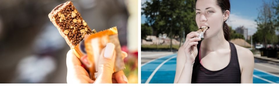 Eating protein bar as snack and after exercising