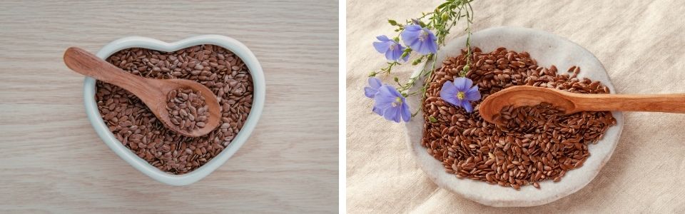 Bowls of flax seeds