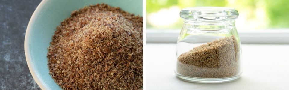 Ground flax seed in jar